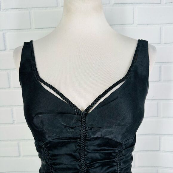 Elie Tahari Black Satin Corset Style Tank - Size Medium - Picture 2 of 11